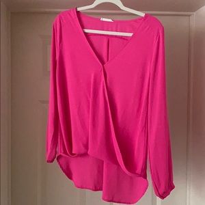 Lush long sleeve pink blouse